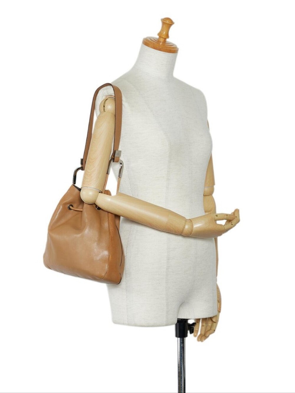 Gucci Tan Leather Drawstring Bucket Shoulder Bag 01165